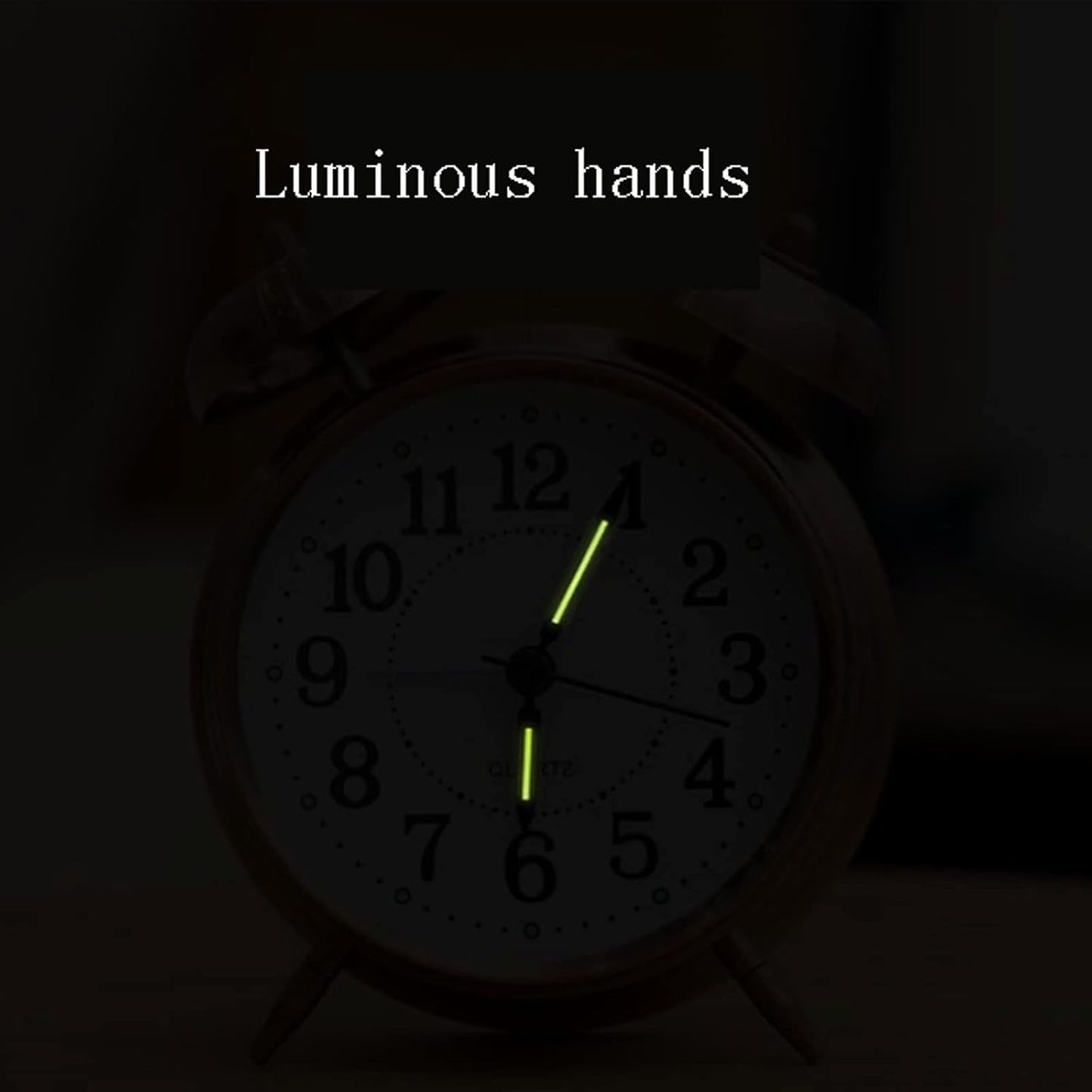 VSULZVNU Alarm Clock Metal Twin Bell Alarm Clock, 4-Inch Vintage Small Analog Silent Table Desk Alarm Clock Battery Operated with Night Light Loud for Heavy Sleepers Bedroom Smart Alarm Clock