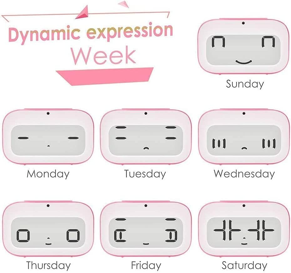 Alarm Clocks,Alarm Clock Cute Desk Clock Smart Backlight/Temperature/Snooze Wake Up Alarm Clocks Battery Operated(Pink)