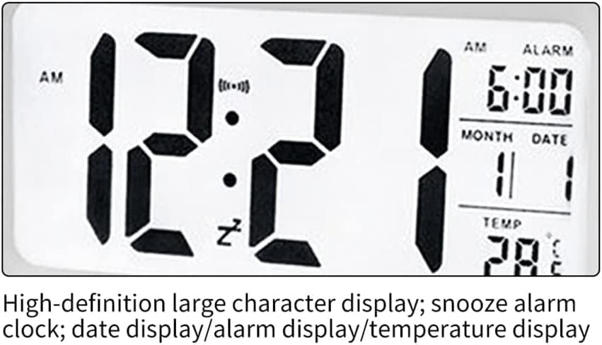 Digital Alarm Clocks Bedside,Bedroom Decor, Smart Temperature Alarm Clock LED Display Digital Backlight Calendar Desktop Snooze Mute Electronic Mini Al