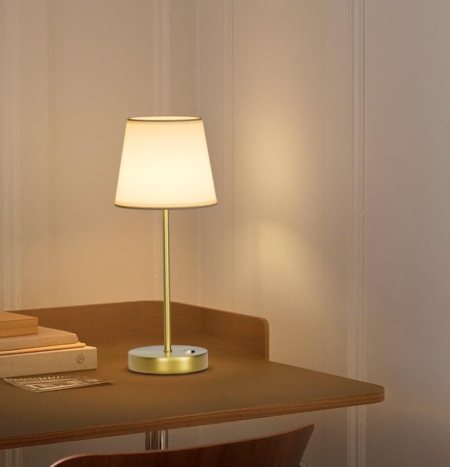 2-Pack of Cordless LED Table Lamps with Fabric Shades and Stepless Dimming for Dining/Bedroom/Camping Suitable for bedrooms, Living Rooms, Offices, Book(Black)