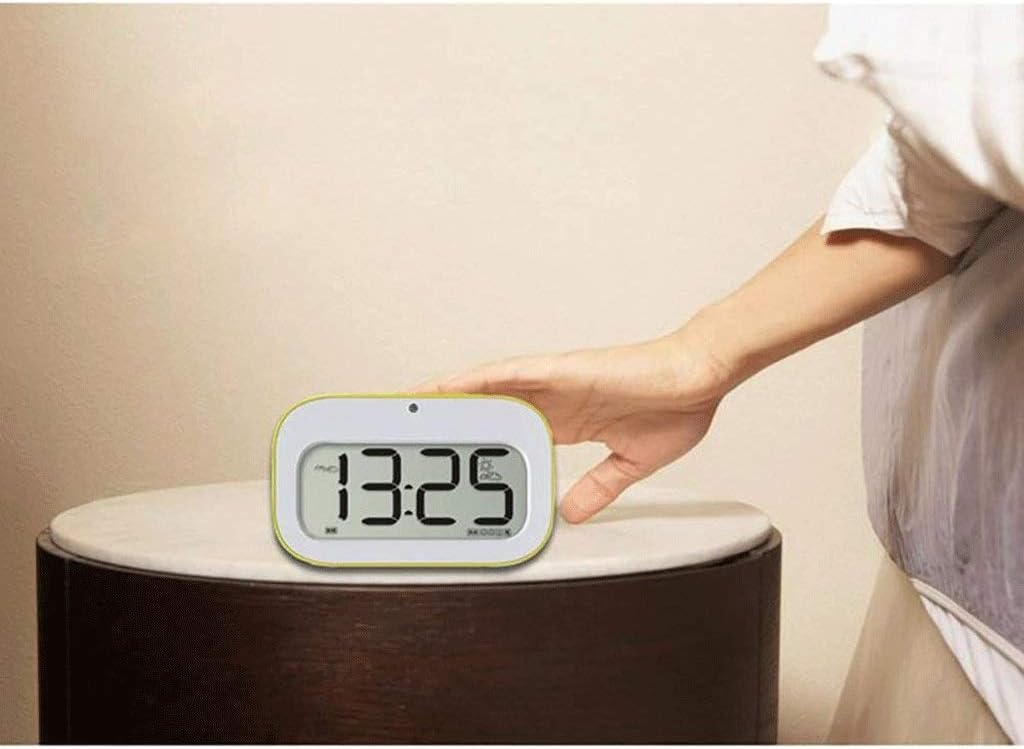 Battery Operated Cordless Digital Clock, Dual Alarm for Workday, Snooze, Smart Sensor Light, Mint Green