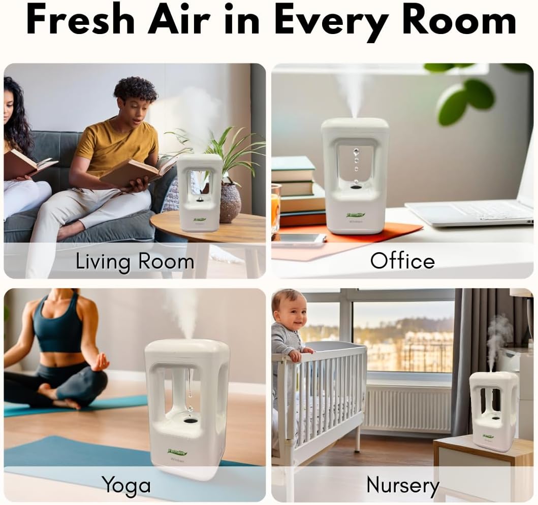 FERMALIFE Anti Gravity Humidifier for Bedroom, Small Cool Mist Ultrasonic Air Humidifier Quiet for Indoor Plant Baby Nursery Adults Kids Large Room Home Office Desk, Mini Water Drop, Easy to Clean
