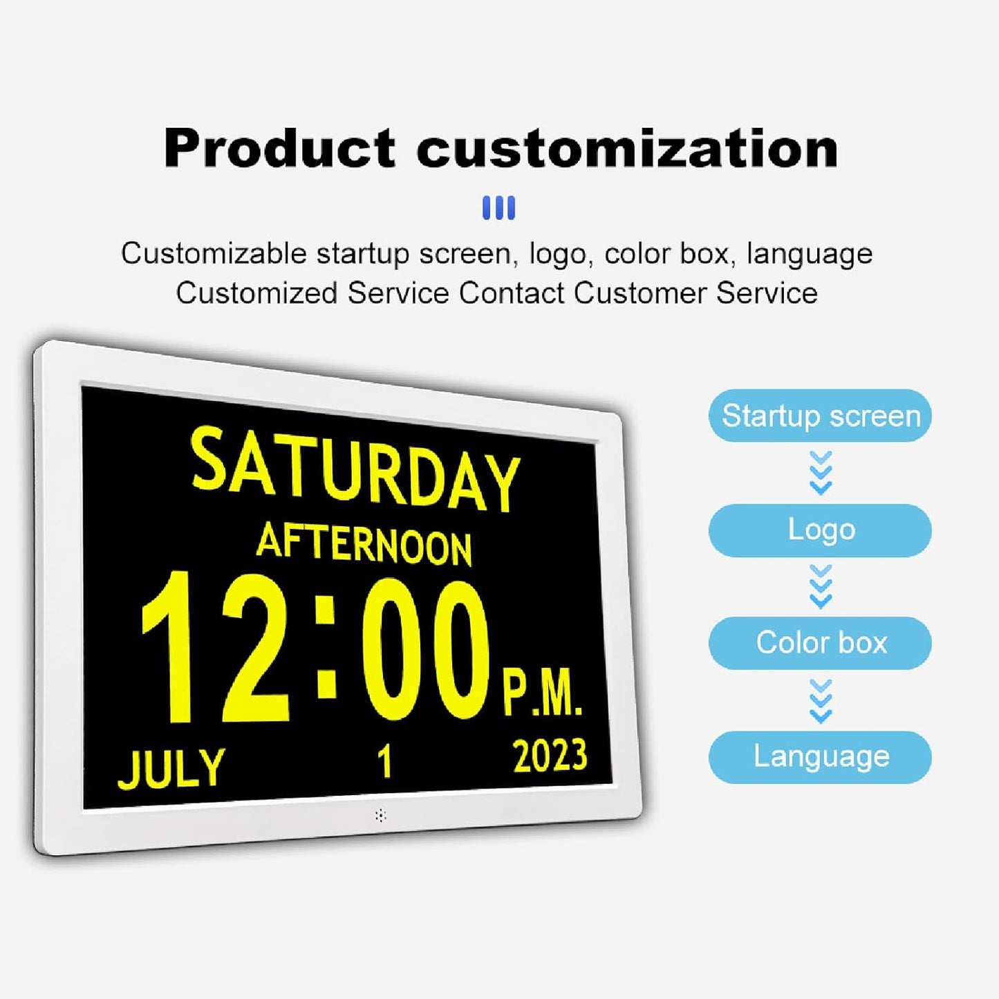 Asixxsix 10 Inch Digital Calendar Clock with Date and Day, Large Display Alarm Clock with 12 Alarm Reminders, Auto Brightness Adjustable Smart Clock for Vision Impaired, Seniors, Kids