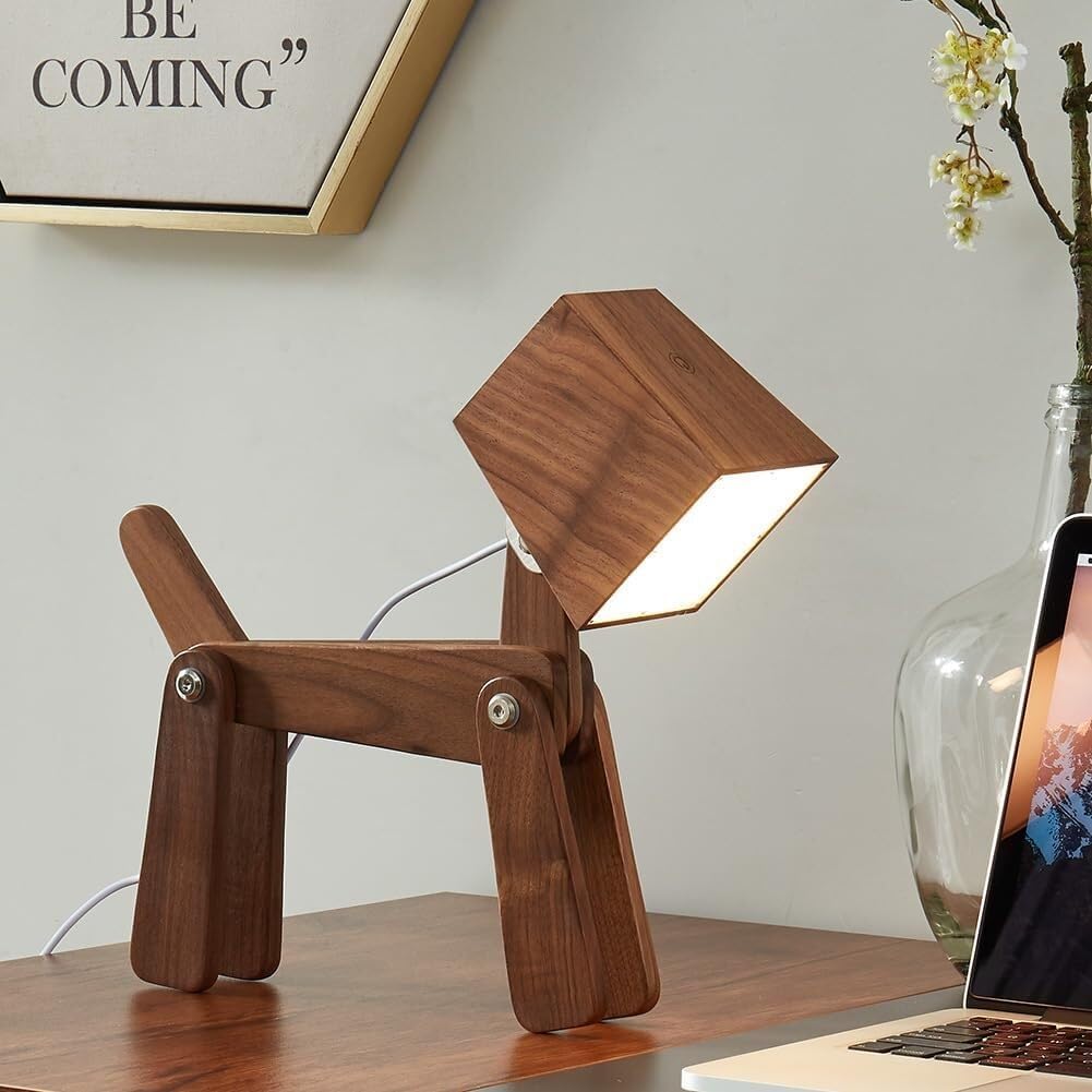 Dimmable Touch Wooden Unique Table Lamp, Suitable for Bedroom Bedside Dormitory, Gift for Friends Suitable for bedrooms, Living Rooms, Offices, Book(Medium-Walnut Color)