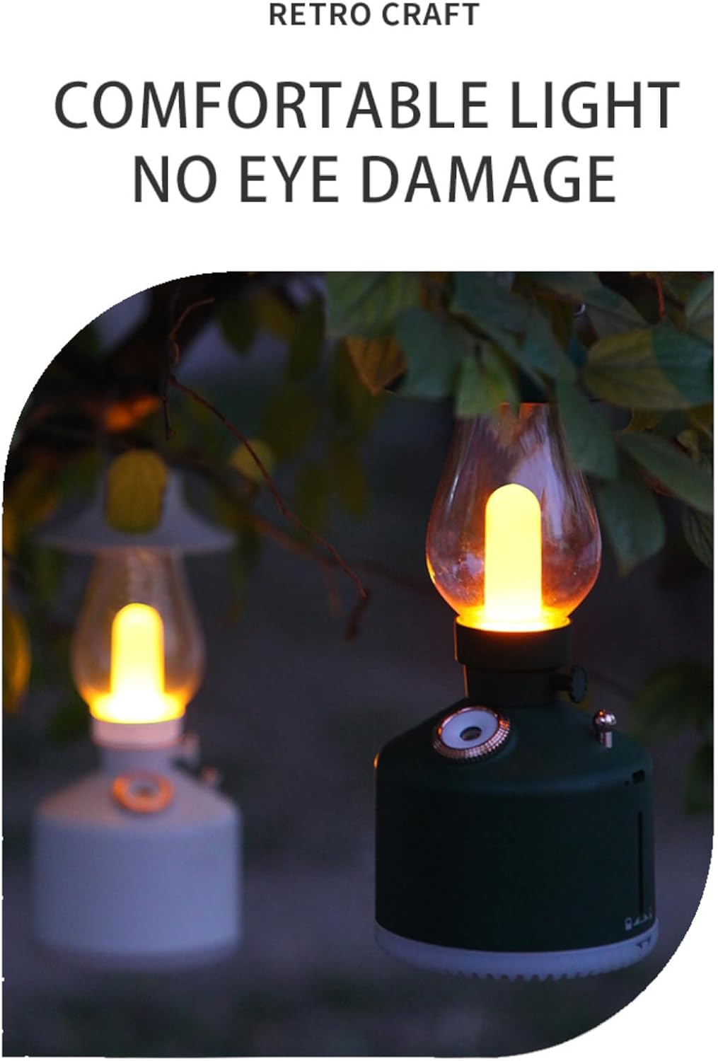 Flame Aroma Diffuser,Cool Mist Humidifier,Colorful Night Light,Kerosene Lamp Shape,2 Sprays Adjustable,Retro Desktop Decoration Artwork Suitable for Camping Bedroom Office,Black