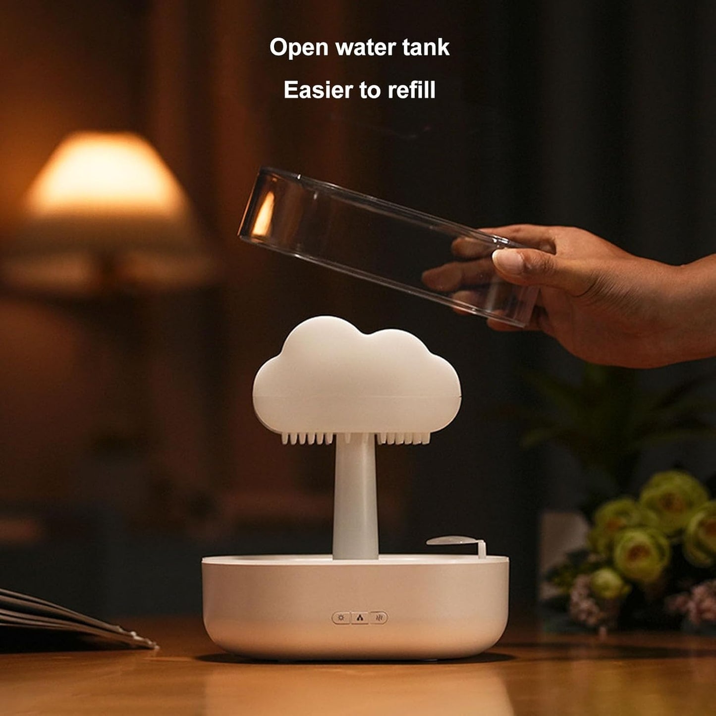 Humidifier for Bedroom and Plants, Mist Humidifier, 200ml Cloud Humidifier USB LED Lights Effective Dryness Relief Raindrop Aromatherapy Diffuser