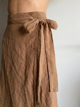 Handmade Linen Wrap Skirt: High Waisted Mid-Calf Skirt