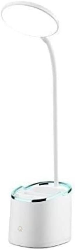 ZR98US for Living Room USB Rechargeable with Storage Pen Touch Table Lamp Hose Student Desk Lamps Home Bedside Lamp(Silver)