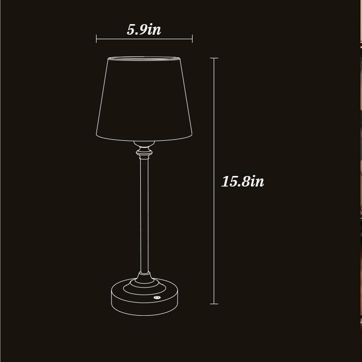 15.8-inch Wireless Charging Touch Table Lamp 2-Pack, Battery Powered, Stepless Dimming, for Dining Table, Living Room Suitable for bedrooms, Living Rooms, Offices, Book(White - Black)