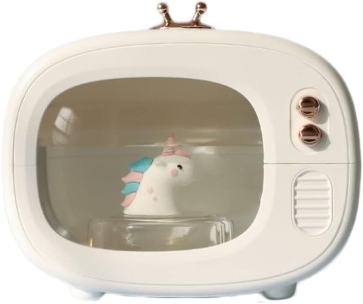 Grafken Cute Retro Humidifier, Creative TV Humidifier, Mini Spray, USB Portable, Home Bedroom Creative Water Meter Cute Dormitory Desktop (Color : White)