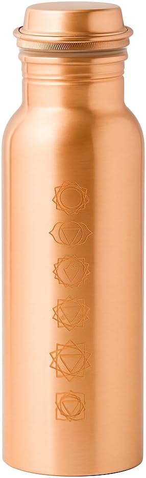 CLEO HOME 100% Pure Copper Water Bottle for Drinking, 32 Oz Hammered Ayurvedic Copper Bottle for Drinking Water | Leak-Proof & Eco-Friendly | For Yoga, Office, Travel with Canvas Carry Bag & Brush