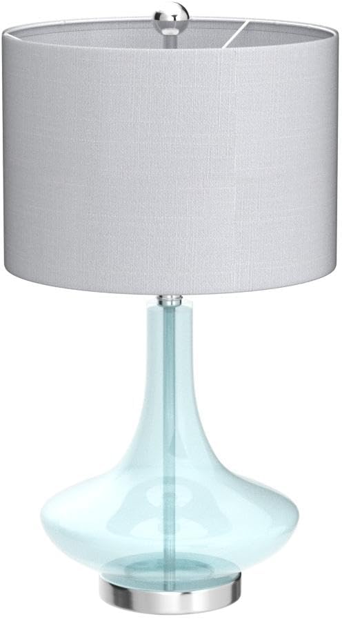 JONATHAN Y JYL1081C-SET2 Set of 2 Table Lamps Cecile 25.5" Glass Teardrop LED Table Lamp Contemporary Bedside Desk Nightstand Lamp for Bedroom Living Room Office College Bookcase, Clear