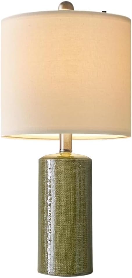 20.25 Inch Modern Minimalist Ceramic Table Lamp with Linen Lampshade for Living Room Bedroom Bedside Lamp Suitable for bedrooms, Living Rooms, Offices, Book(Gray)