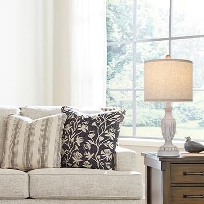 22" Farmhouse Table Lamp 2-Pack, Resin Base with Linen Shade, Suitable for Living Room Or Bedroom Side Table(Black)