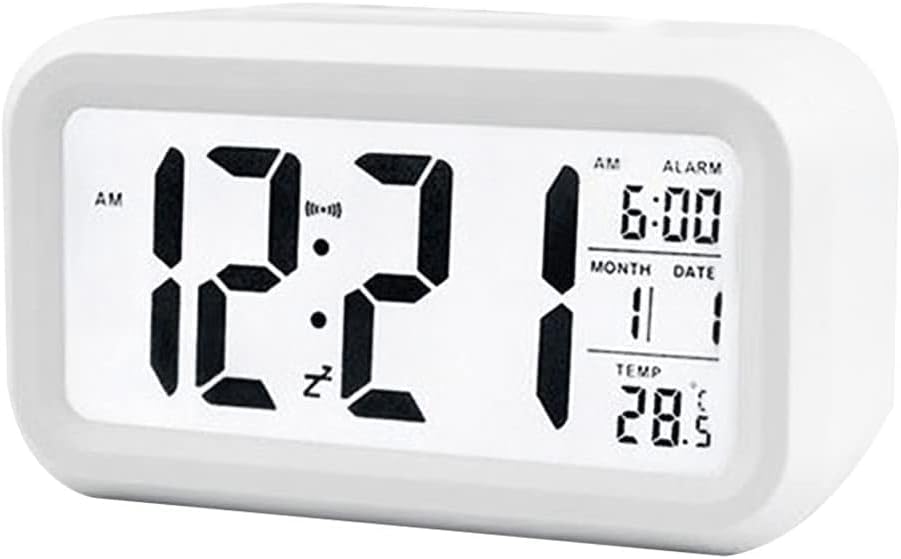 Digital Alarm Clocks Bedside,Bedroom Decor, Smart Temperature Alarm Clock LED Display Digital Backlight Calendar Desktop Snooze Mute Electronic Mini Al