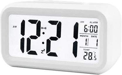 Digital Alarm Clocks Bedside,Bedroom Decor, Smart Temperature Alarm Clock LED Display Digital Backlight Calendar Desktop Snooze Mute Electronic Mini Al