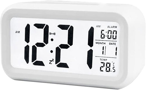 Digital Alarm Clocks Bedside,Bedroom Decor, Smart Temperature Alarm Clock LED Display Digital Backlight Calendar Desktop Snooze Mute Electronic Mini Al