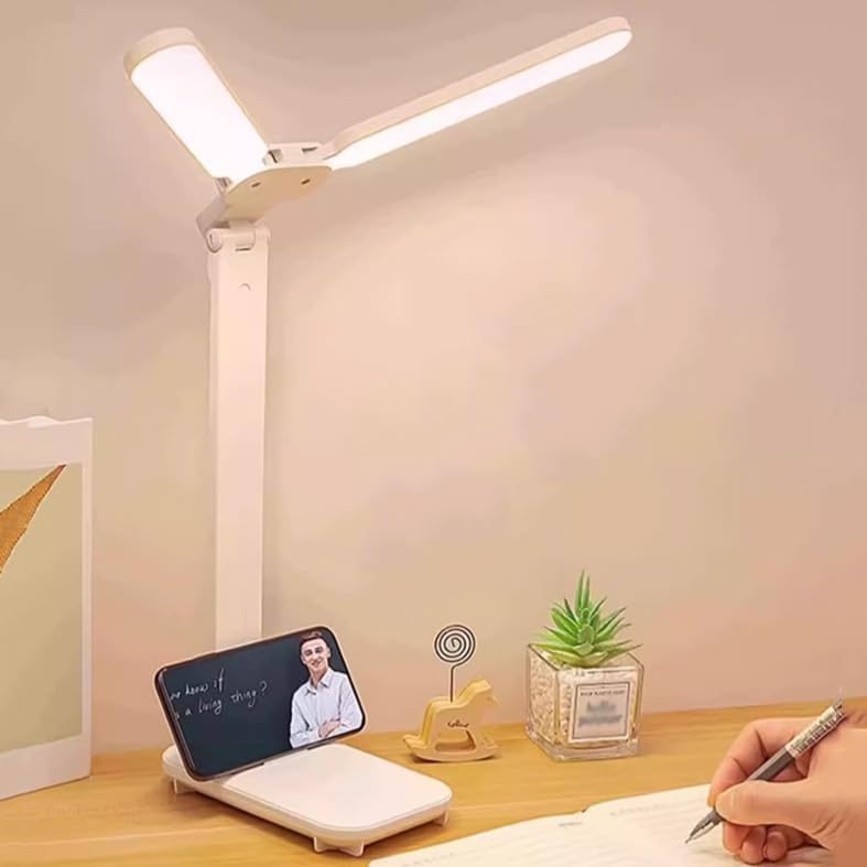 Bedside Table Lamp Modern Desk Lamp, LED Double Head Desk Lamps for Home Office, Bright Desk Lamp with USB Charging Port, 3 Light Modes and Stepless Dimming Table Lamp for Bedroom