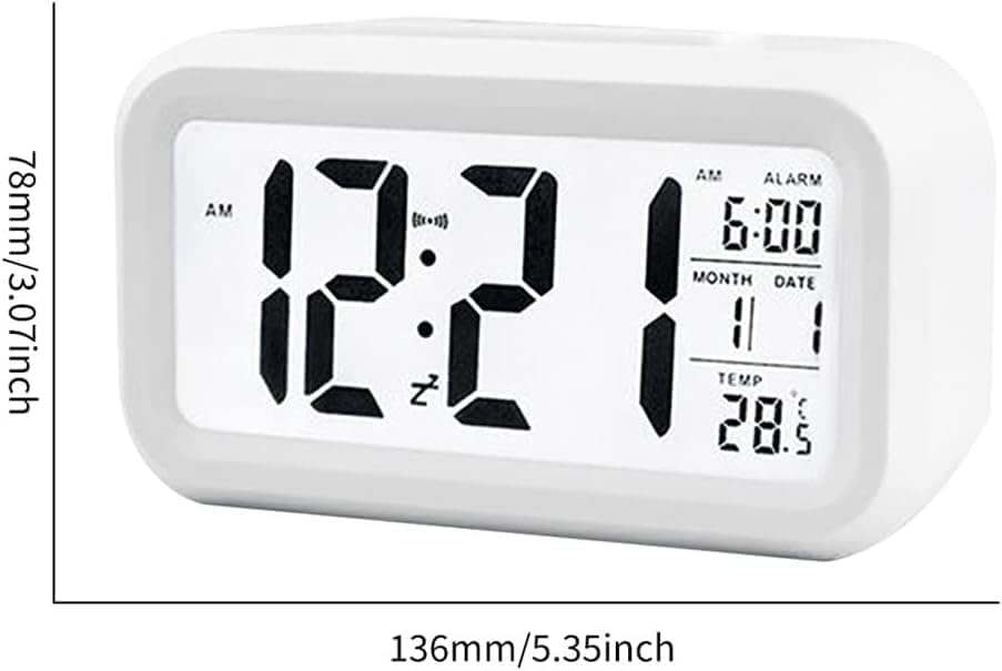 Digital Alarm Clocks Bedside,Bedroom Decor, Smart Temperature Alarm Clock LED Display Digital Backlight Calendar Desktop Snooze Mute Electronic Mini Al