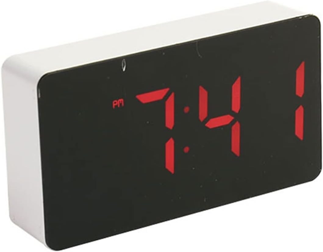 Alarm Clocks Led Mirror Alarm Clock Home Furnishings Electronic Watch Digital Desk Bedroom Decoration Smart Mini Desktop Clock Car Watch Clock for Bedroom (Color : Red)