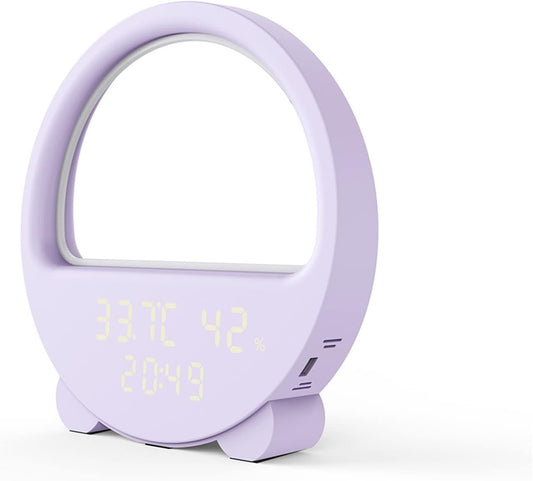 LED Night Light RGB Atmosphere Desk Lamp, Smart Multifunctional Alarm Clock, Music Sync, Temperature & Humidity Display, Ideal for Bedroom, Living Room (Color : Light Blue)