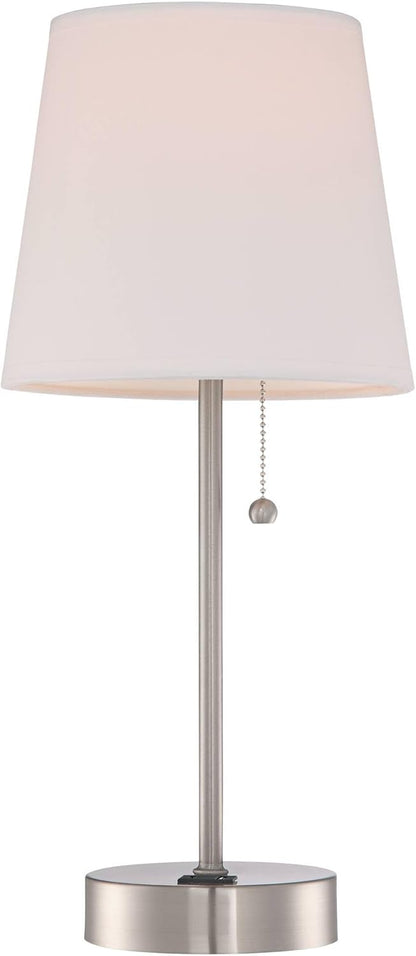 360 Lighting Justin Modern Accent 3-Way Table Lamps 18" High Set of 2 with USB Charging Port and Table Top Dimmers Silver Metal White Fabric Empire Shade for Bedroom House Bedside Home