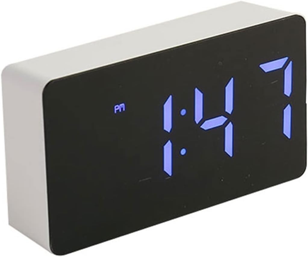 TEMKIN Alarm Clocks Led Mirror Alarm Clock Home Furnishings Electronic Watch Digital Desk Bedroom Decoration Smart Mini Desktop Clock Car Watch (Color : Red)