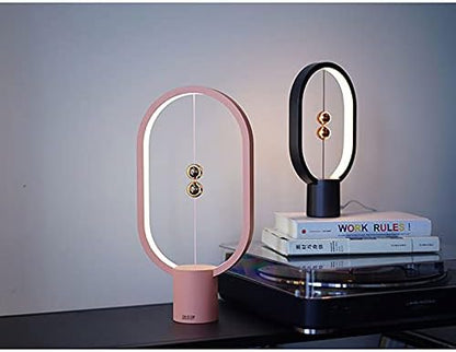 Heng Balance Lamp - Oval Shape Desk Lamp Smart Magnetic Suspension Balance Bedside Table Lamp LED Nightstand Lamps Creative Mini Night Light Modern Dorm Bedside Decoration Lamp, Pink
