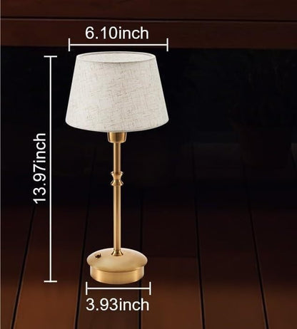 Cordless, Portable, Rechargeable Table Lamp with 3 Dimmable Levels and Fabric Shade for Patios and Dining Rooms Suitable for bedrooms, Living Rooms, Offices, Book(2 Pack-Ice Cream Colored)