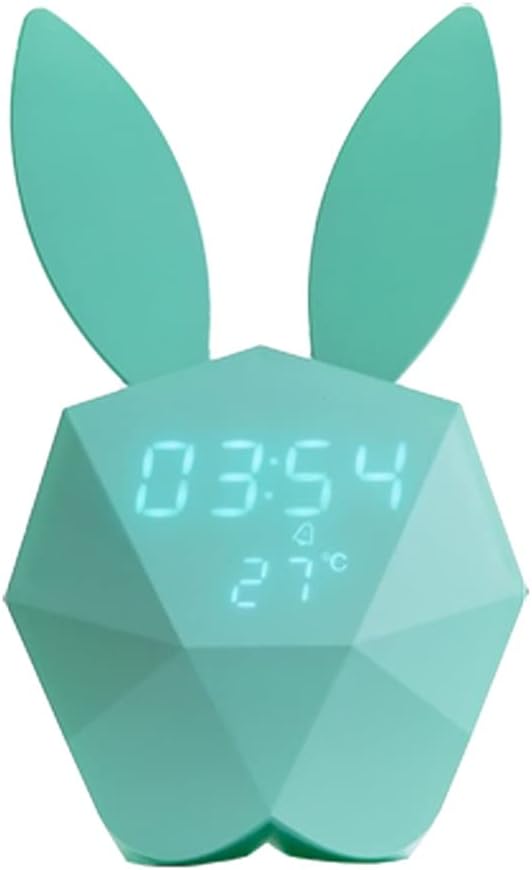Liudan Alarm Clock Alarm Clock Students Use Child Mute Bedside Bright Electronic Smart Charge Female Cute Creative Rabbit Personality Digital Alarm Clock (Color : B, Size : 8.5")