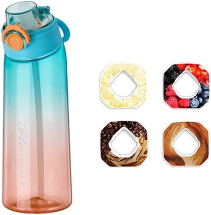 30 Oz High-tech Sports Water Bottle with 4 Flavor Ring, BPA-Free, Must-Have Fashion Item for Dieters, Flip Top Leak Proof Lid(Orange)