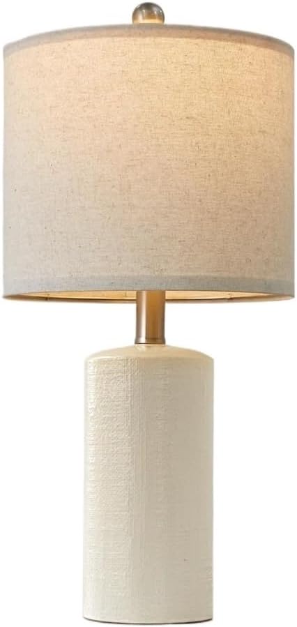 20.25 Inch Modern Minimalist Ceramic Table Lamp with Linen Lampshade for Living Room Bedroom Bedside Lamp Suitable for bedrooms, Living Rooms, Offices, Book(Gray)