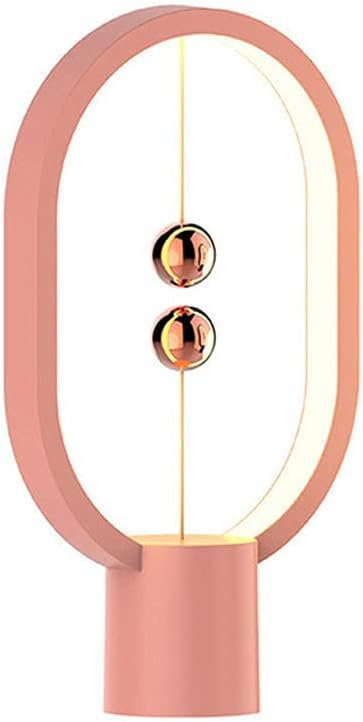 Heng Balance Lamp - Oval Shape Desk Lamp Smart Magnetic Suspension Balance Bedside Table Lamp LED Nightstand Lamps Creative Mini Night Light Modern Dorm Bedside Decoration Lamp, Pink
