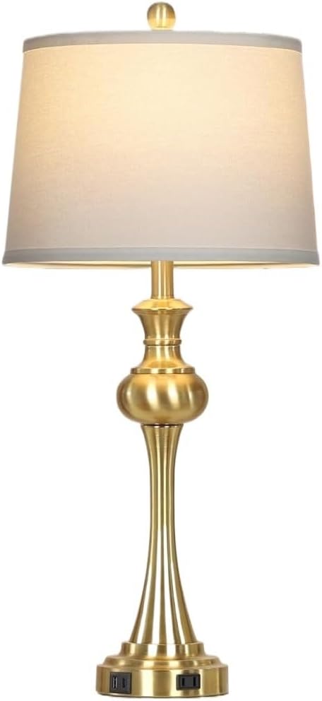 28.75" Modern Table Lamp with USB A+C and AC Outlet for Living Room, Bedroom, Nightstand, Coffee Table, 2 Bulbs Included Suitable for bedrooms, Living Rooms, Offices, Book(Gold)