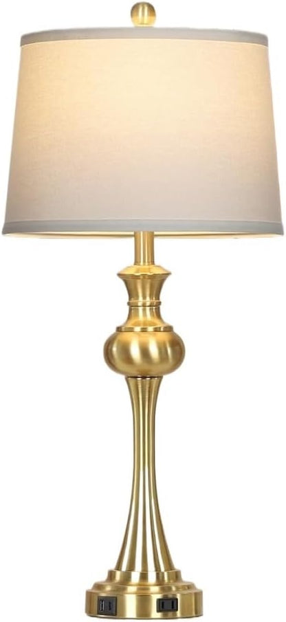 28.75" Modern Table Lamp with USB A+C and AC Outlet for Living Room, Bedroom, Nightstand, Coffee Table, 2 Bulbs Included Suitable for bedrooms, Living Rooms, Offices, Book(Gold)