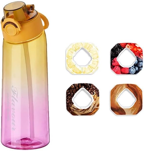30 Oz High-tech Sports Water Bottle with 4 Flavor Ring, BPA-Free, Must-Have Fashion Item for Dieters, Flip Top Leak Proof Lid(Orange)