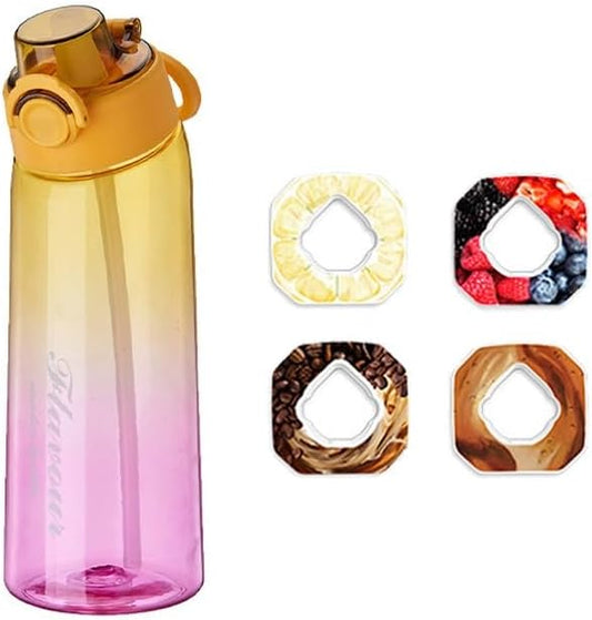 30 Oz High-tech Sports Water Bottle with 4 Flavor Ring, BPA-Free, Must-Have Fashion Item for Dieters, Flip Top Leak Proof Lid(Orange)