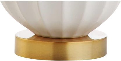 21.5" Modern Ceramic LED Table Lamp with Cotton Shade for Office, Living Room, Dining Room, Bedroom, Brass/White Suitable for bedrooms, Living Rooms, Offices, Book