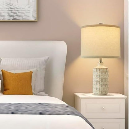 21" Vintage Table Lamp 2-Pack, Mesh Lamp with Fabric Shade, 3 Color Temperatures, for Living Room and Bedroom Suitable for bedrooms, Living Rooms, Offices, Book