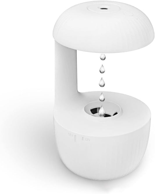 Rain Cloud Humidifier Water Drip,Cloud Humidifier Rain Drop, Rain Sounds for Sleeping with Adjustable LED Lights White Noise Humidification Desk Fountain Bedside Relaxing Mood (White)