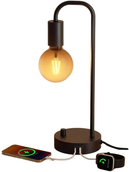 15.75" Modern Industrial Style Desk Lamp with 2 USB Ports, Dimmable, for Bedroom, Living Room, Office Suitable for bedrooms, Living Rooms, Offices, Book(Black)