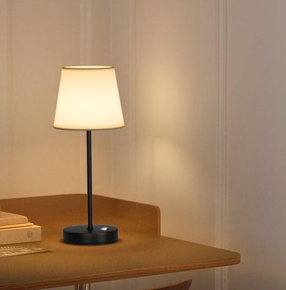 2-Pack of Cordless LED Table Lamps with Fabric Shades and Stepless Dimming for Dining/Bedroom/Camping Suitable for bedrooms, Living Rooms, Offices, Book(Black)