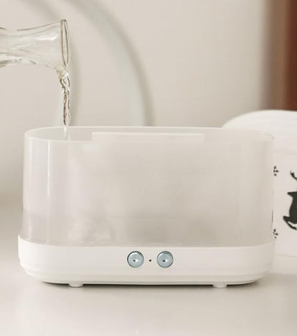 Decorative Flame Effect Humidifier, 300ml Capacity, LED Night Light with Reindeer Design, 6.5W, 6.69x2.76x4.73 inches