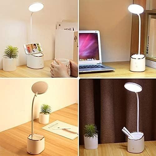 ZR98US for Living Room USB Rechargeable with Storage Pen Touch Table Lamp Hose Student Desk Lamps Home Bedside Lamp(Silver)