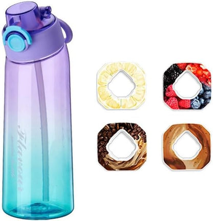 30 Oz High-tech Sports Water Bottle with 4 Flavor Ring, BPA-Free, Must-Have Fashion Item for Dieters, Flip Top Leak Proof Lid(Orange)