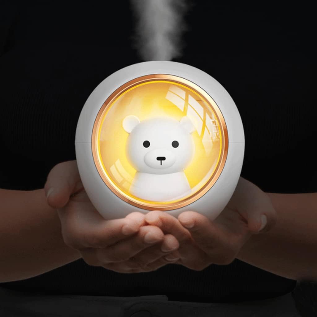 Habiba Humidifier Cute Small Essential Oil Diffuser with Space Capsule Decoration，Creative Home Mute Bedroom USB Portable Humidifier，Night Light Quiet