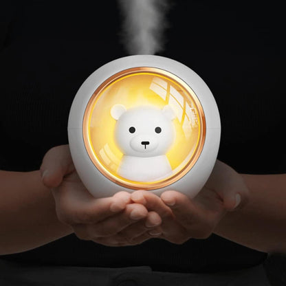 Habiba Humidifier Cute Small Essential Oil Diffuser with Space Capsule Decoration，Creative Home Mute Bedroom USB Portable Humidifier，Night Light Quiet