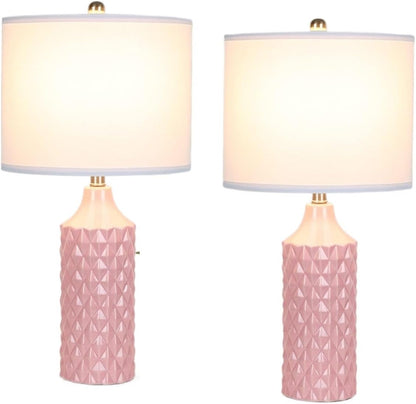 25 Inch Modern Ceramic Table Lamp 2 Pack, 3-Way Dimmable Light for Bedroom Living Room Side Table Lamp, Bulb Included Suitable for bedrooms, Living Rooms, Offices, Book(Black)