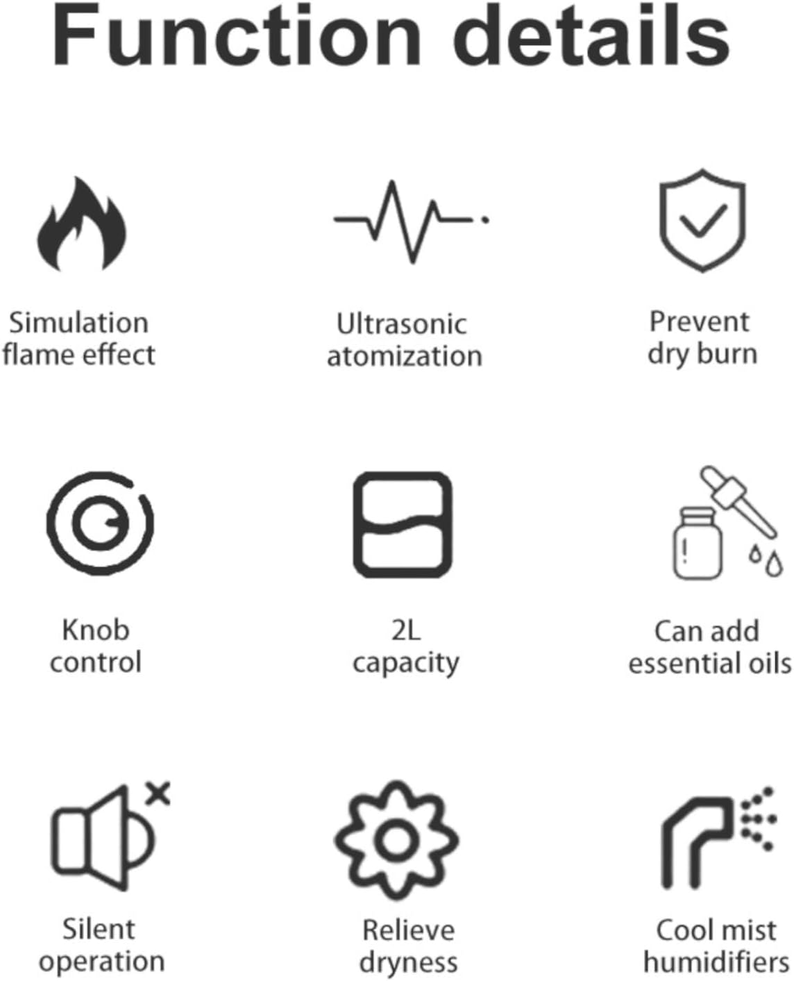 Flame Aroma Diffuser,Humidifier And Air Purifier In 1,Simulated Flame Night Light,Add Water To The Top,Power Off When There Is No Water,Silent Humidification for Baby Home Office,Black,A Moon