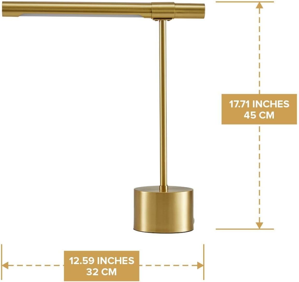 17.71-inch Modern Gold Desk Lamp, Adjustable LED Desk Lamp, Suitable for Study, Bedside Reading, Polished Brass Suitable for bedrooms, Living Rooms, Offices, Book